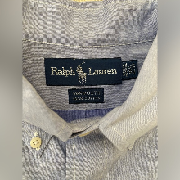 Polo Ralph Lauren Vintage Yarmouth Button Down In Blue Size 16.5-32/33 - Picture 4 of 5